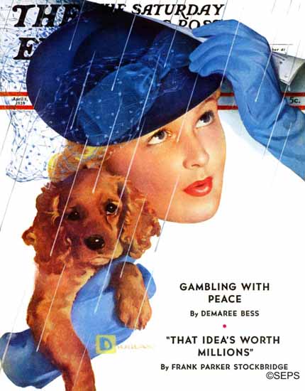 Douglass Crockwell Saturday Evening Post Woman in Rain 1939_04_08 | Sat Eve Post 1931-69 Douglass Crockwell Saturday Evening Post Woman in Rain 1939_04_08 | The Saturday Evening Post Graphic Art Covers 1931-1969
