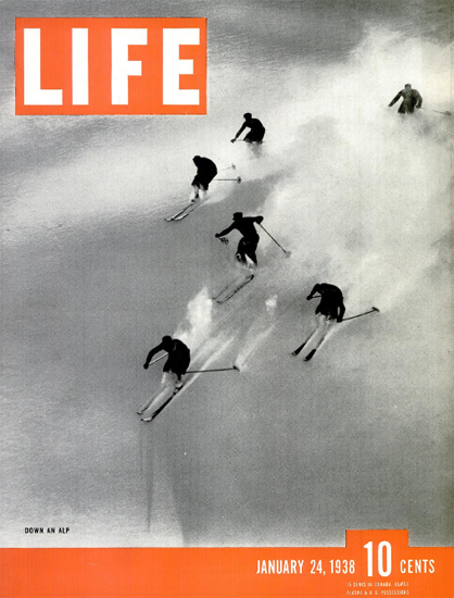 Down on Alp 24 Jan 1938 Copyright Life Magazine | LIFE Photo b/w Down on Alp 24 Jan 1938 Copyright Life Magazine | Life Magazine BW Photo Covers 1936-1970