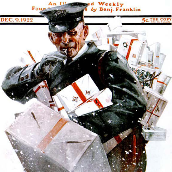 EM Jackson Saturday Evening Post Postman 1922_12_09 Copyright crop | Best of Vintage Cover Art 1900-1970