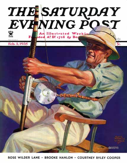 Edgar Franklin Wittmack Saturday Evening Post Fisherman 1935_02_02 | The Saturday Evening Post Graphic Art Covers 1931-1969