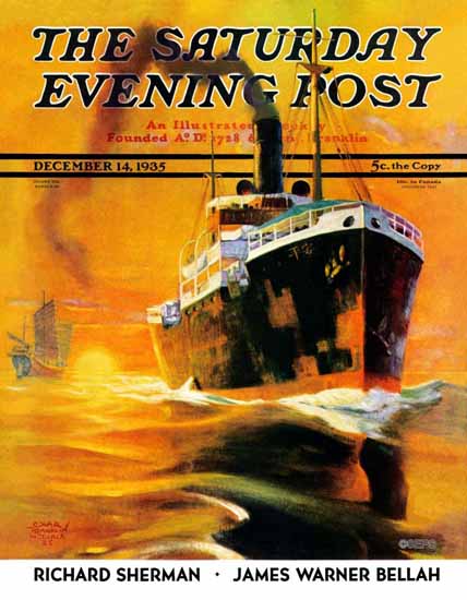 Edgar Franklin Wittmack Saturday Evening Post Freighter 1935_12_14 | The Saturday Evening Post Graphic Art Covers 1931-1969