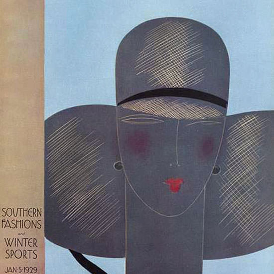 Eduardo Garcia Benito Vogue Cover 1929-01-05 Copyright crop | Best of Vintage Cover Art 1900-1970