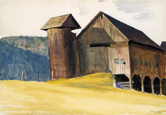 Edward Hopper Barn and Silo Vermont 1929 | Edward Hopper Paintings, Aquarelles, Illustrations, Ads 1900-1966