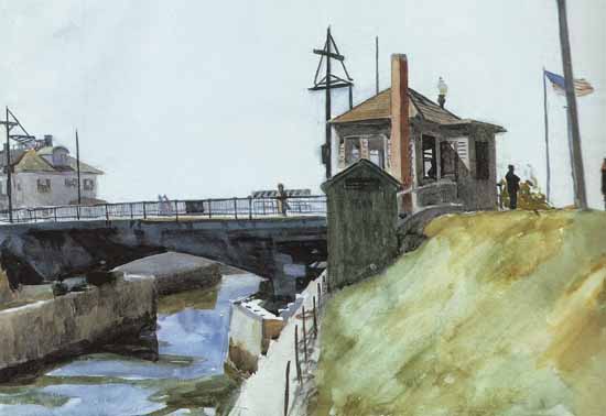 Edward Hopper Blynman Bridge 1923 | Edward Hopper Paintings, Aquarelles, Illustrations, Ads 1900-1966