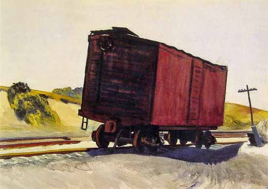 Edward Hopper Freight Car at Truro 1931 | Edward Hopper Paintings, Aquarelles, Illustrations, Ads 1900-1966