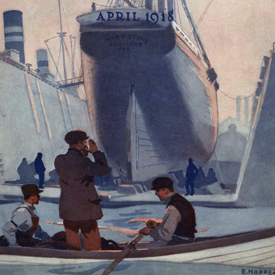 Edward Hopper Morse Dry Dock Dial 4-1918 crop | Edward Hopper Paintings, Aquarelles, Illustrations, Ads 1900-1966