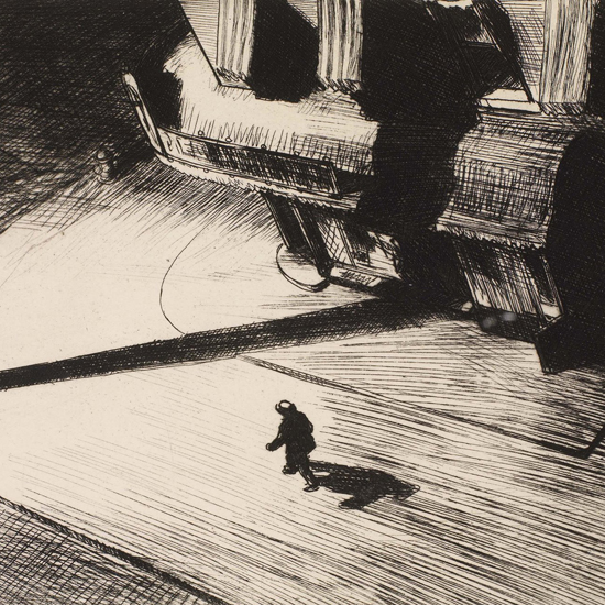 Edward Hopper Night Shadows 1921-24 crop A | Edward Hopper Paintings, Aquarelles, Illustrations, Ads 1900-1966