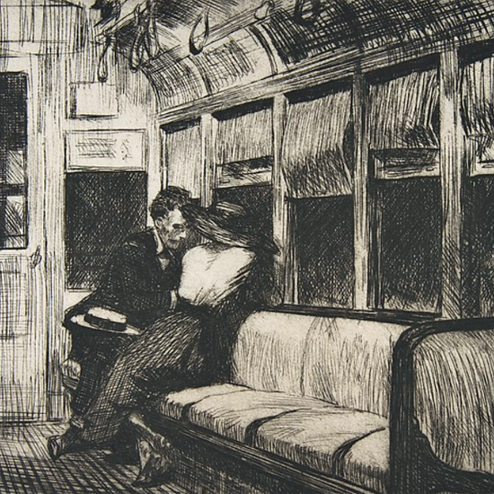 Edward Hopper Night on El Train 1918 crop | Edward Hopper Paintings, Aquarelles, Illustrations, Ads 1900-1966