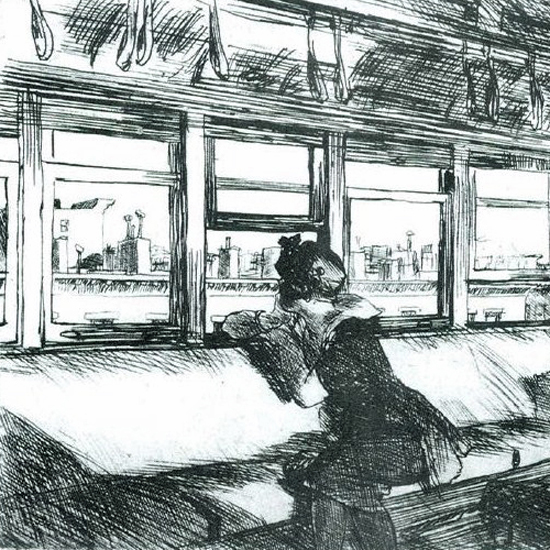 Edward Hopper Night on the El Train 1918 crop | Edward Hopper Paintings, Aquarelles, Illustrations, Ads 1900-1966