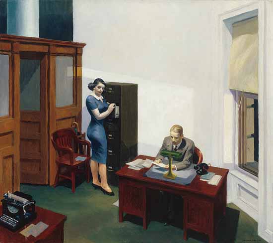 Edward Hopper Office at Night 1940 | Edward Hopper Paintings, Aquarelles, Illustrations, Ads 1900-1966