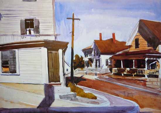 Edward Hopper Street Corner 1923 | Edward Hopper Paintings, Aquarelles, Illustrations, Ads 1900-1966