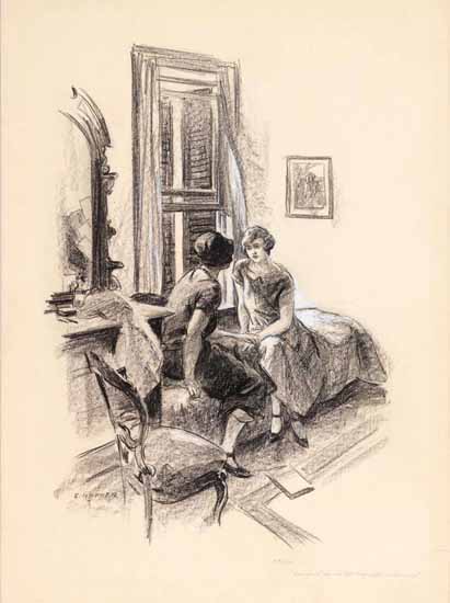 Edward Hopper Study for Shady Scribners Magazine 1924 | Edward Hopper Paintings, Aquarelles, Illustrations, Ads 1900-1966