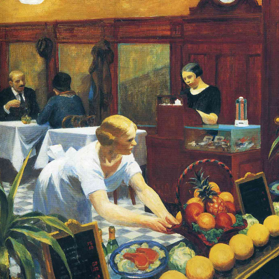 Edward Hopper Tables for Ladies 1930 crop | Edward Hopper Paintings, Aquarelles, Illustrations, Ads 1900-1966