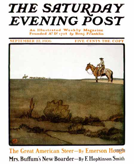 Edward Penfield Saturday Evening Post Great American Steer 1906_09_22 | The Saturday Evening Post Graphic Art Covers 1892-1930