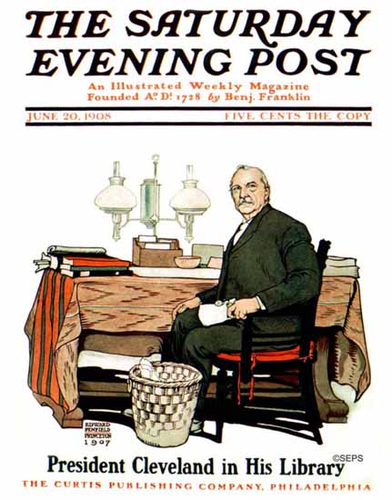 Edward Penfield Saturday Evening Post President Cleveland 1908_06_20 | The Saturday Evening Post Graphic Art Covers 1892-1930