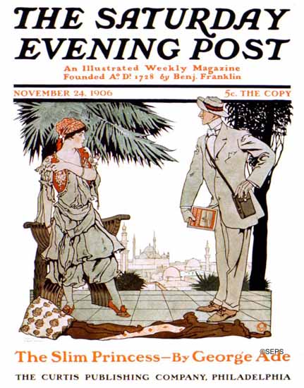 Edward Penfield Saturday Evening Post The Slim Princess 1906_11_24 | The Saturday Evening Post Graphic Art Covers 1892-1930