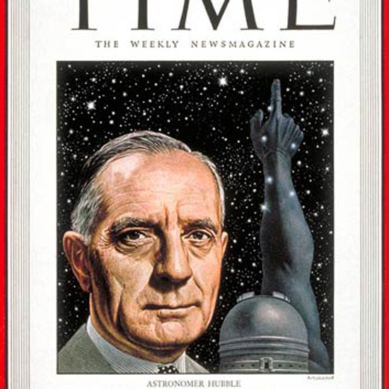 Edwin P Hubble Time Magazine 1948-02 by Boris Artzybasheff crop | Best of 1940s Ad and Cover Art
