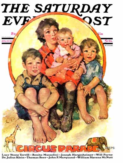 Ellen Pyle Saturday Evening Post Circus Parade 1928_08_25 | The Saturday Evening Post Graphic Art Covers 1892-1930