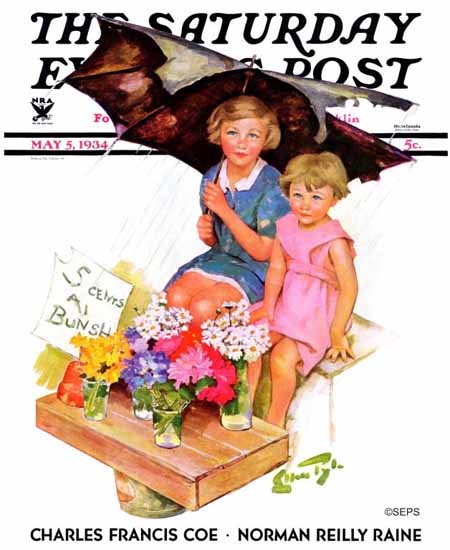 Ellen Pyle Saturday Evening Post Flower Children 1934_05_05 | The Saturday Evening Post Graphic Art Covers 1931-1969