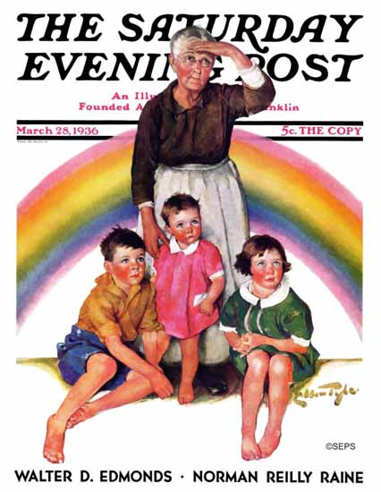 Ellen Pyle Saturday Evening Post Rainbow 1936_03_28 | The Saturday Evening Post Graphic Art Covers 1931-1969