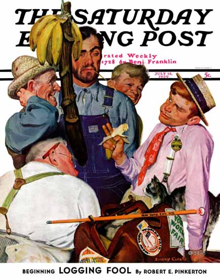 Emery Clarke Saturday Evening Post Worlds Fair Traveler 1939_07_15 | The Saturday Evening Post Graphic Art Covers 1931-1969
