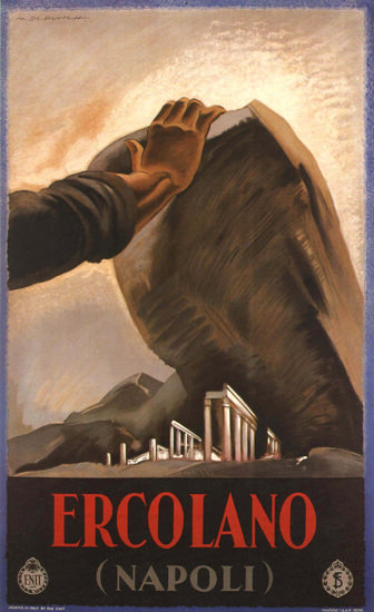 Ercolano Napoli Greek Temple Italy Italia | Vintage Travel Posters 1891-1970