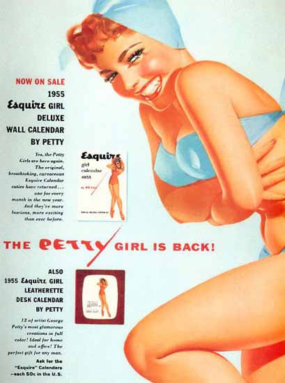 Esquire The Petty Girl is Back 1955 Pin-Up Girl George Petty Sex Appeal | Sex Appeal Vintage Ads and Covers 1891-1970