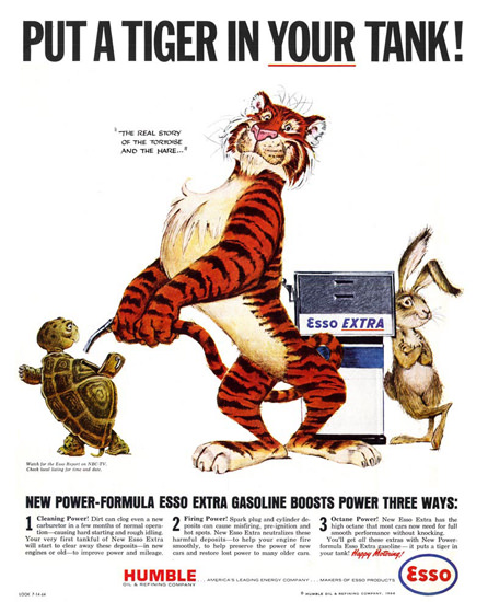 Esso Put A Tiger In Your Tank 1964 Tortoise Hare | Vintage Ad and Cover Art 1891-1970