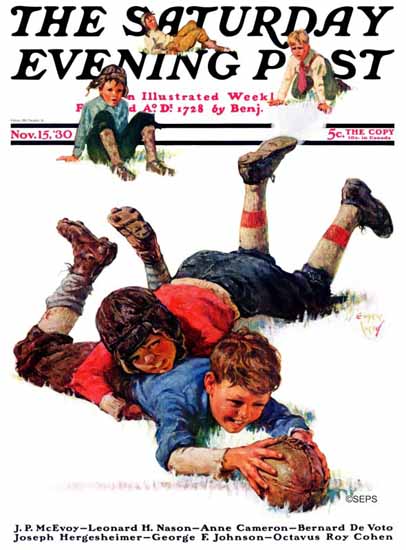 Eugene Iverd Cover Artist Saturday Evening Post Football 1930_11_15 | The Saturday Evening Post Graphic Art Covers 1892-1930