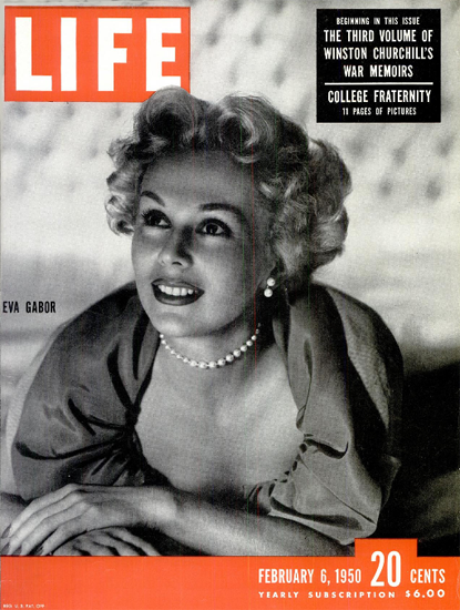 Eva Gabor 6 Feb 1950 Copyright Life Magazine | Life Magazine BW Photo Covers 1936-1970