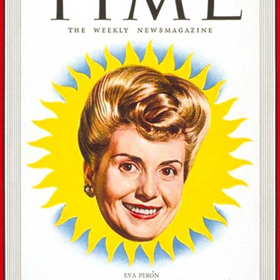 Eva Peron Time Magazine 1947-07 by Boris Chaliapin crop | Best of Vintage Cover Art 1900-1970