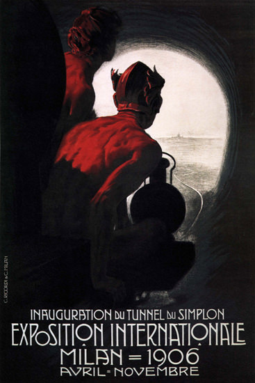 EXPO Milano 2015 – 1906 Milan Italy Simplon Tunnel by Leopoldo Metlicovitz | Vintage Ad and Cover Art 1891-1970