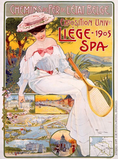 Exposition Liege Spa Belge 1905 F Toussaint | Vintage Ad and Cover Art 1891-1970
