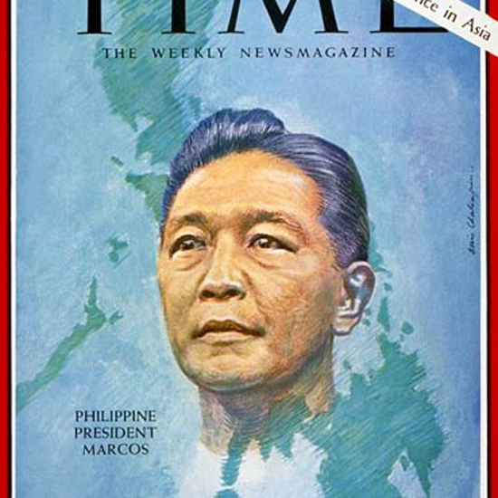 Ferdinand Marcos Time Magazine 1966-10 by Boris Chaliapin crop | Best of Vintage Cover Art 1900-1970