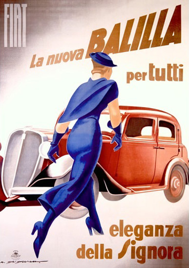Fiat Nuova Balilla Per Eleganza Dalla Signora 1934 | Sex Appeal Vintage Ads and Covers 1891-1970