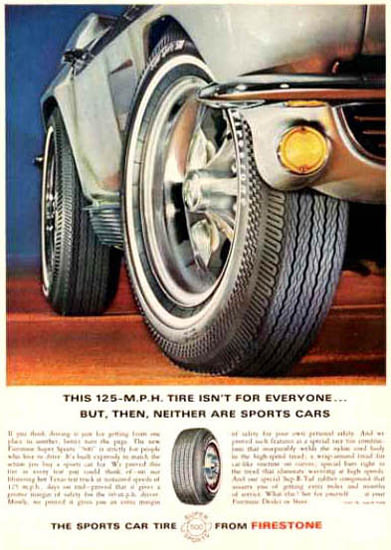 Firestone Super Sport 500 Tire Mustang 1966 | Vintage Ad and Cover Art 1891-1970