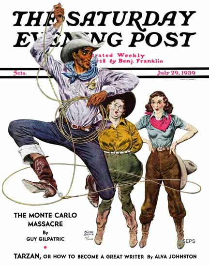 Floyd Davis Saturday Evening Post Lasso Tricks 1939_07_29 | The Saturday Evening Post Graphic Art Covers 1931-1969