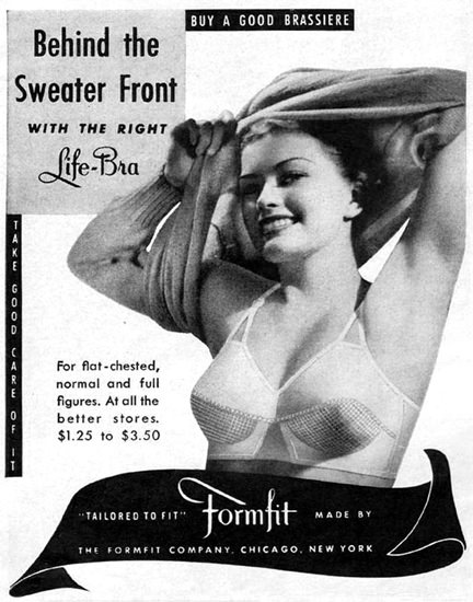 Formfit Brassiere Life-Bra 1943 | Sex Appeal Vintage Ads and Covers 1891-1970