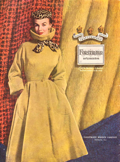 Forstmann Woolen Co Passaic Coat 1952 | Sex Appeal Vintage Ads and Covers 1891-1970