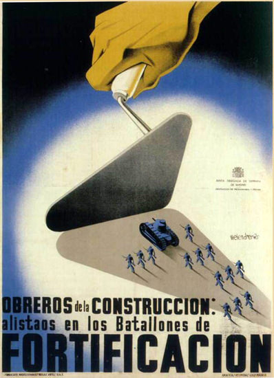 Fortificacion Obreros De La Construccion | Vintage War Propaganda Posters 1891-1970