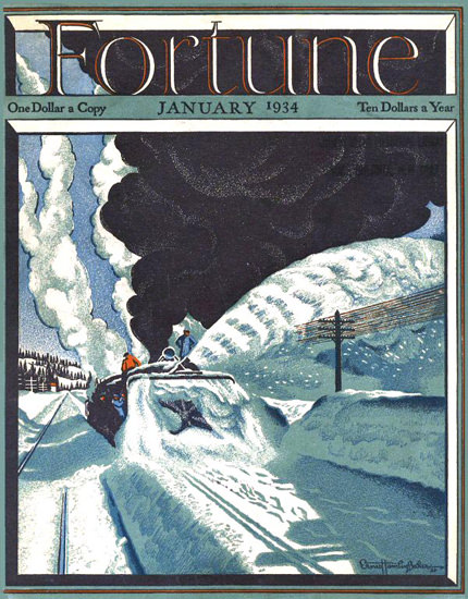 Fortune Magazine Cover Copyright 1934 SnopPlow Winter | Vintage Ad and Cover Art 1891-1970