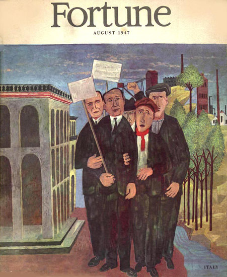 Fortune Magazine Cover Copyright 1947 Italy On Strike | Vintage Ad and Cover Art 1891-1970