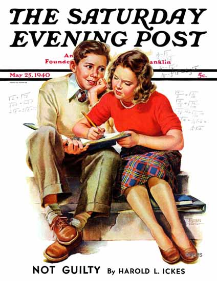 Frances Tipton Hunter Saturday Evening Post Homework 1940_05_25 | The Saturday Evening Post Graphic Art Covers 1931-1969
