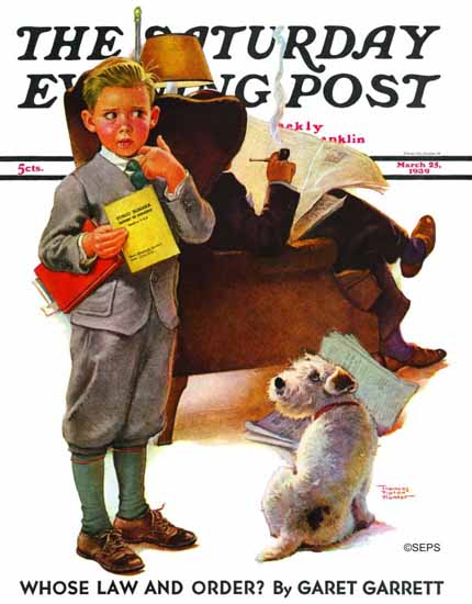 Frances Tipton Hunter Saturday Evening Post Report Card 1939_03_25 | The Saturday Evening Post Graphic Art Covers 1931-1969