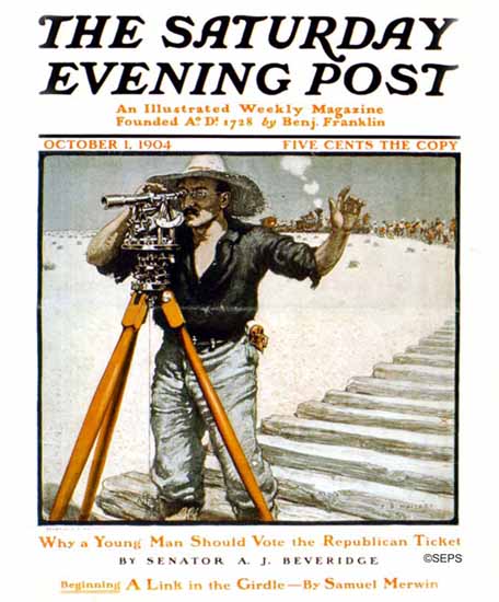 Frank B Masters Saturday Evening Post Land Surveyor 1904_10_01 | The Saturday Evening Post Graphic Art Covers 1892-1930