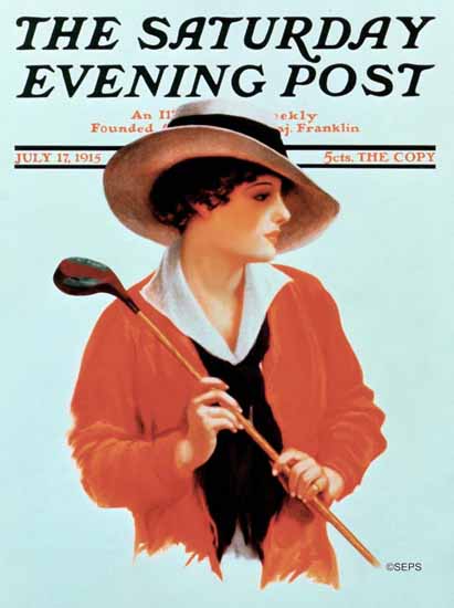 Frank H Desch Artist Saturday Evening Post Woman Golfer 1915_07_17 | The Saturday Evening Post Graphic Art Covers 1892-1930