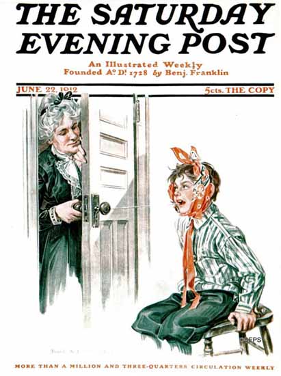 Frank X Leyendecker Saturday Evening Post The Bad Tooth 1912_06_22 | The Saturday Evening Post Graphic Art Covers 1892-1930