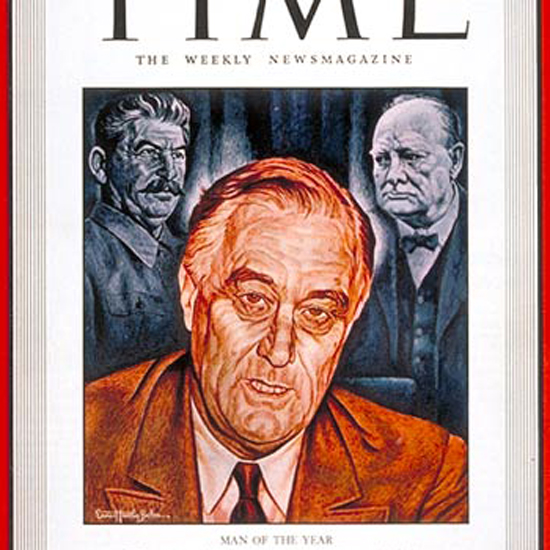 Franklin D Roosevelt Time Magazine 1942-01 by Ernest Hamlin Baker crop | Best of Vintage Cover Art 1900-1970