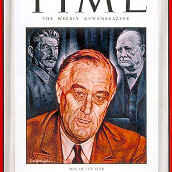 Franklin D Roosevelt Time Magazine 1942-01 by Ernest Hamlin Baker crop | Best of Vintage Cover Art 1900-1970