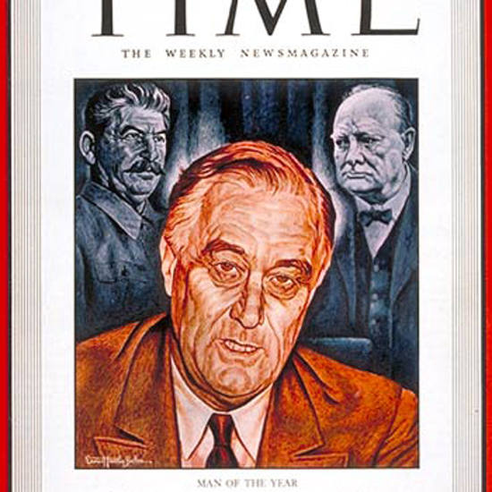 Franklin D Roosevelt Time Magazine 1942-01 by Ernest Hamlin Baker crop | Best of 1940s Ad and Cover Art